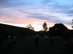 An evening Ultimate game with the local kids.  It was the cutest thing ever.  And man oh man check out that sky.