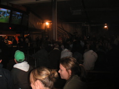 The past two weekends, my flatmates and I have been going to a local bar where everyone watches the New Zealand All Blacks rugby game on TV.  In case I haven't yet mentioned it, Kiwis are fairly obsessed with their rugby teams -- apparently a few years ago after a devastating loss in the finals, the entire economy went into recession for several months!