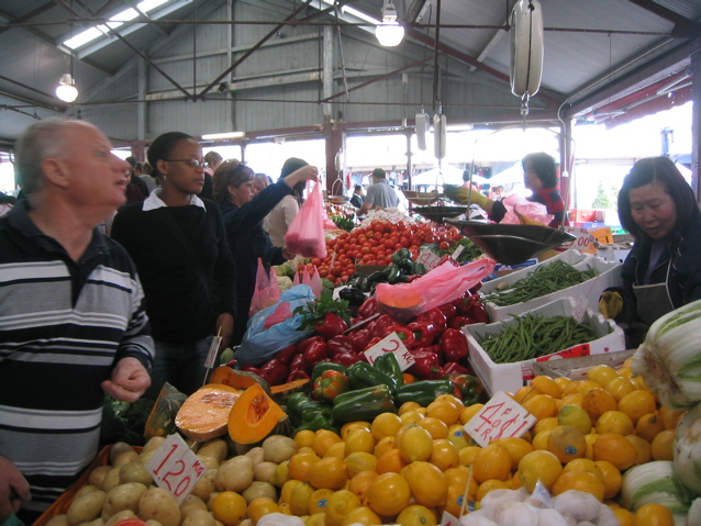 We walked to the Sunday market which was absolutely vast!  You name it, it was there - food, clothing, accessories, souvenirs, furniture...  this is a very small part of the produce area, where we shopped for food to cook dinner with.