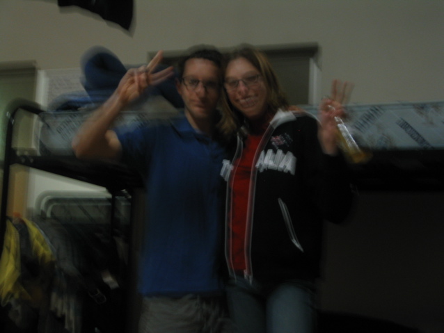 We met some really awesome people in the hostels we stayed at.  Most of them were on trips at least several months long.  Here is one new friend from London peacing out with Hilary at The Nunnery.