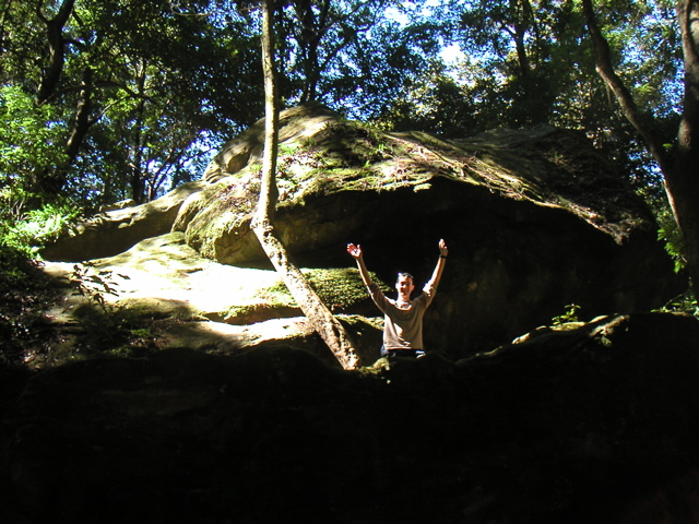 Robin conquers a really huge rock in the middle of nowhere!