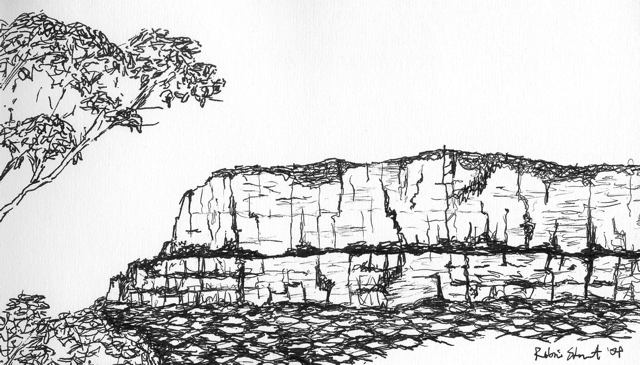 I drew this sketch of the view from the avalanche.  As always, it is amazing how much more you notice when you go to the trouble of drawing it.
