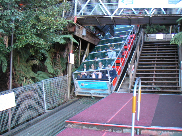 To get back up the cliff, we gave in and took the steepest passenger railway in the world!  It was like a 5 second roller coaster.  But pretty cool, 60 degrees or so.  In case you're wondering (I was), the cars are pulled by a cord in the back.  Aha!