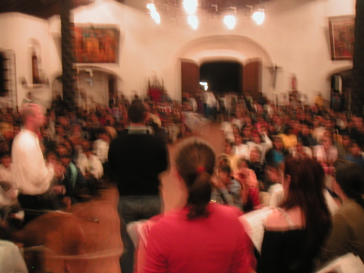 There was a huge audience, especially for such a small town.  Brad and Ivar attempt to explain what we are singing...