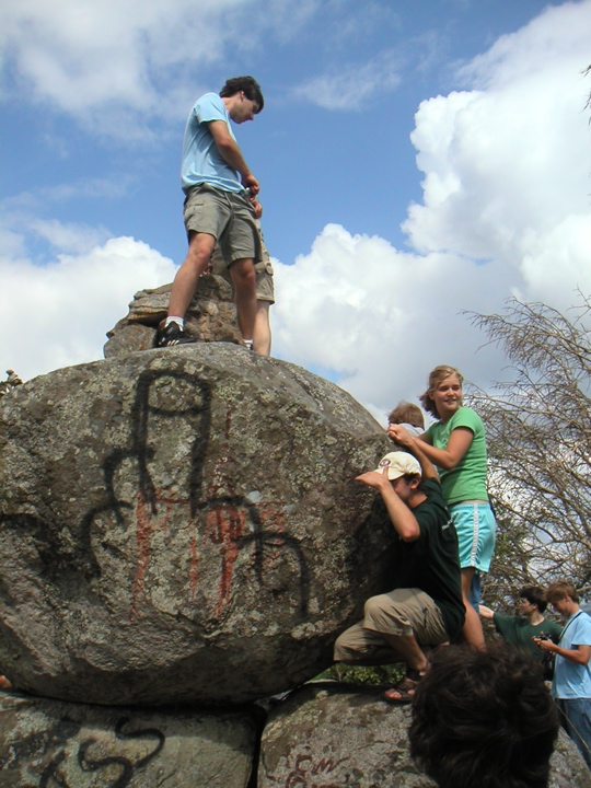 did a little rock climbing... I definitely did not notice the shape of the grafitti until just now