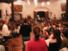 There was a huge audience, especially for such a small town.  Brad and Ivar attempt to explain what we are singing...