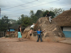 Morgan takes control of the huge rock in the middle of the street