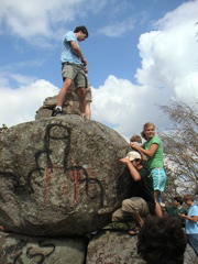 did a little rock climbing... I definitely did not notice the shape of the grafitti until just now