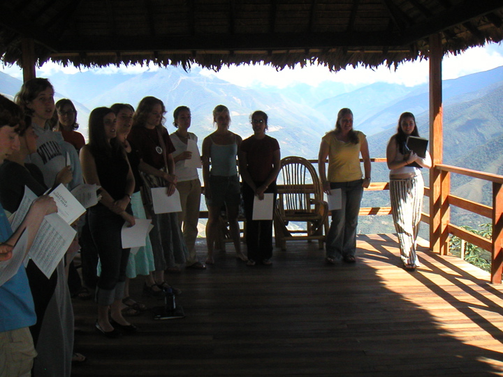 Probably the prettiest place we have ever rehearsed - a gazebo overlooking the mountains