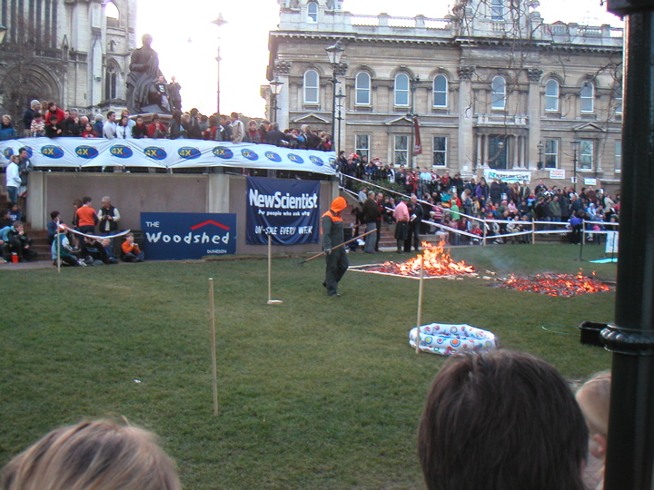 So, as the finale event of the International Science Festival happening right here in Dunedin, there was a world record attempt for the most people "firewalking".  This means walking barefoot across burning coals.  For Mr. Guinness, the distance walked across the coals must be at least a meter, and the coals must be at least 400° C.  I'm not kidding here.