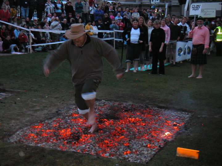 Oh, also it turned out that there has never before *been*  a world record attempt for the most people firewalking, so this was guaranteed to go in the record.  So yeah, I officially helped make history (and have the scars to show for it...)