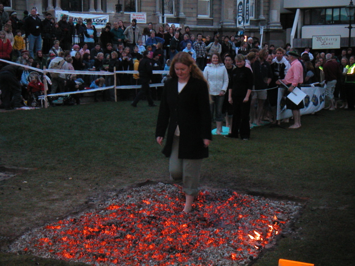 Yeah, she looks calm.  But that's because she just took her first step into the 700 degree burning inferno and her muscles haven't had time to react.  Hehe, yes I'm a little bitter but also quite amused by the whole ordeal.