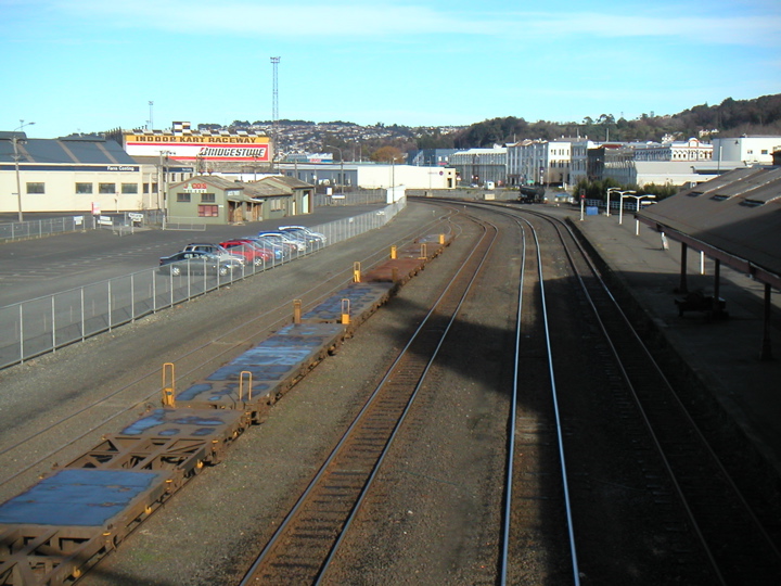 looking the other direction down the tracks (apparently there is an "indoor kart raceway" down there)