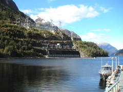 Here is the top of the power station itself as seen from the dock at the end of the lake.  This is the first hydro power plant in the world to refrain from raising the level of the lake.  Instead, the lake's volume is carefully regulated to mimic natural flood and drought cycles while providing a fairly constant stream of electricity from the power plant.