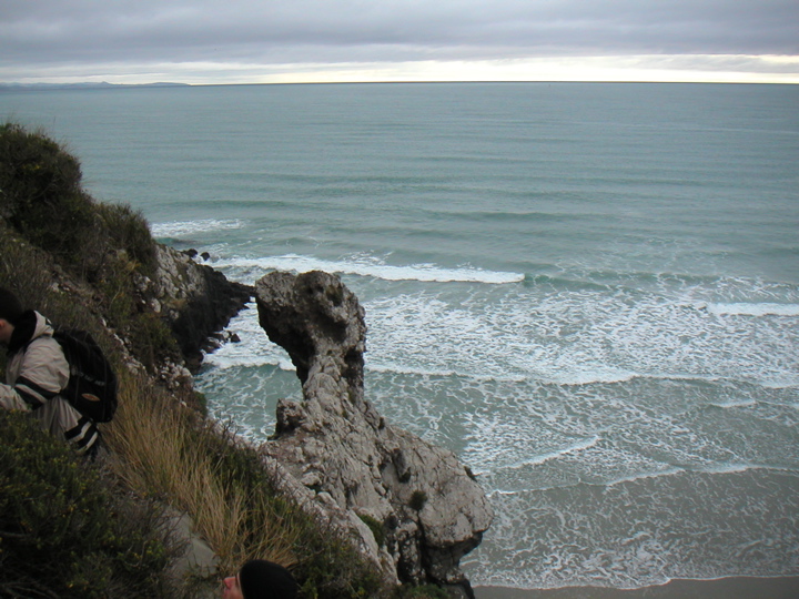 We climbed up the rocky formation at the edge of the beach to check out some more rocks.