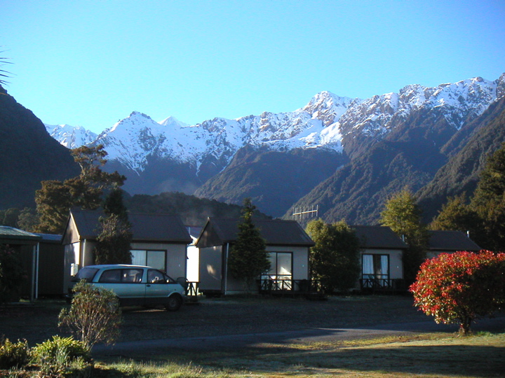 We awoke to this view from the motorcamp we stayed at near the glaciers.
