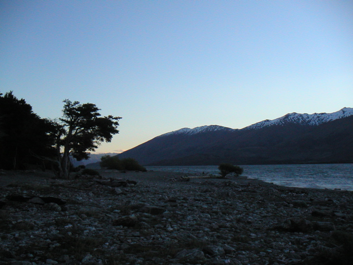 The sun was setting as we drove along Lake Wanaka, further inland now.