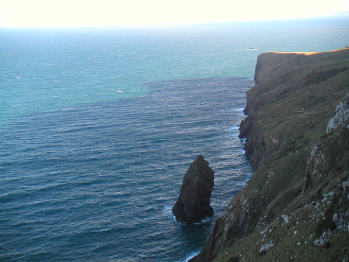 rocky outcroppings way down below