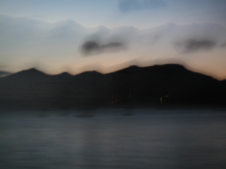 uh, yes, this was supposed to be artistic... Otago bay in the evening on the way back