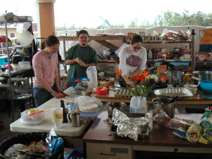 There were always lots of opportunities to chop vegetables, as Alexandra, Tomio, and Leah demonstrate.