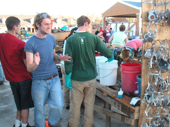 Cleaning respirators and goggles was pretty simple.  Gloves had to be scrubbed.