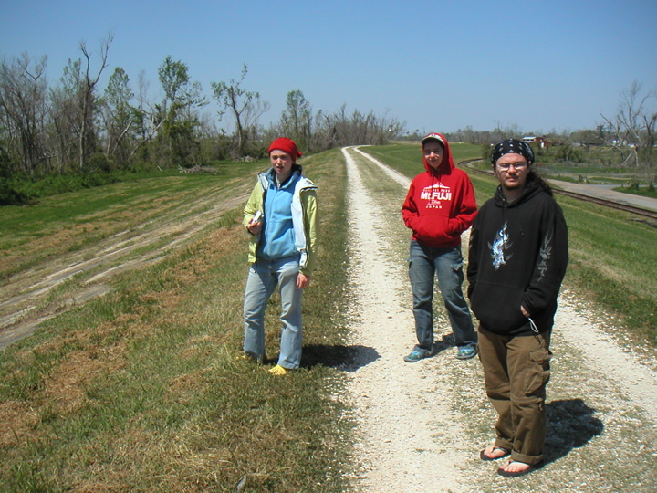The center we were staying at was a few blocks away from the levy.  Here are Alessandra, Leah, and Tomio standing on top of the levy, which is simply a long, concrete-reinforced mound of dirt.