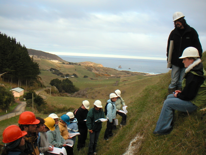 This picture is awesome!  It totally makes me laugh though; maybe it's those silly hats...  Anyhow the people on the right are the lab prof and one of the TAs.  What a gorgeous place eh?