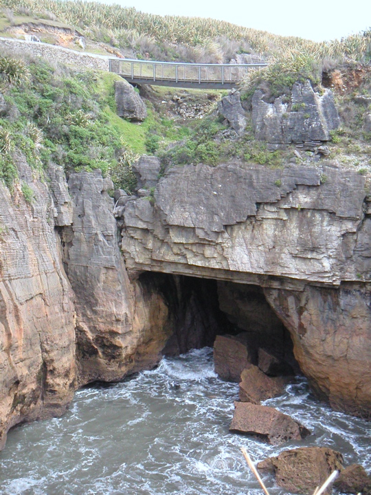 In the same area were pretty cool "blowholes" where waves would come in and get stuck under the limestone overhangs, causing them to explode outwards with a boom.