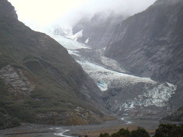 Near the end of the day we stopped at Frans Josef glacier.  It is hard to tell the scale, but this thing is massive.  And two hundred years ago, the glacier actually reached all the way to where this picture was taken.  As you can guess, it has retreated most years since then due to global warming.
